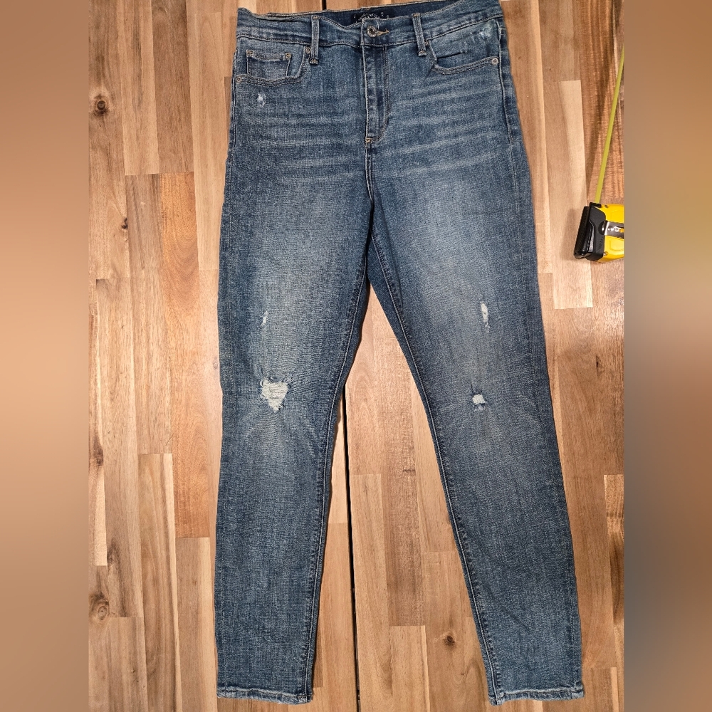 Lucky Brand "Bridgette" Medium Rise Distressed Skinny Jeans